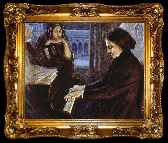 framed  oscar wilde an artist s impression of chopin at the piano composing his preludes, ta009-2